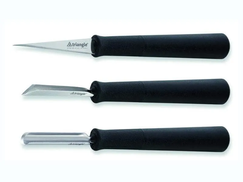 Set à décorer Triangle 3 pièces en inox manche PP noir