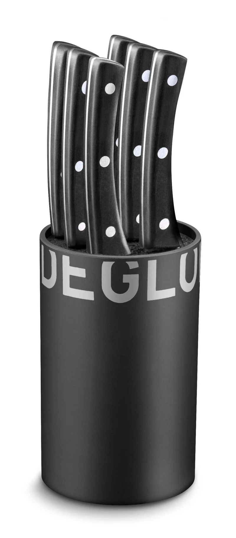 Bloc universel noir Déglon Brasserie 6 couteaux à steak manches rivetés
