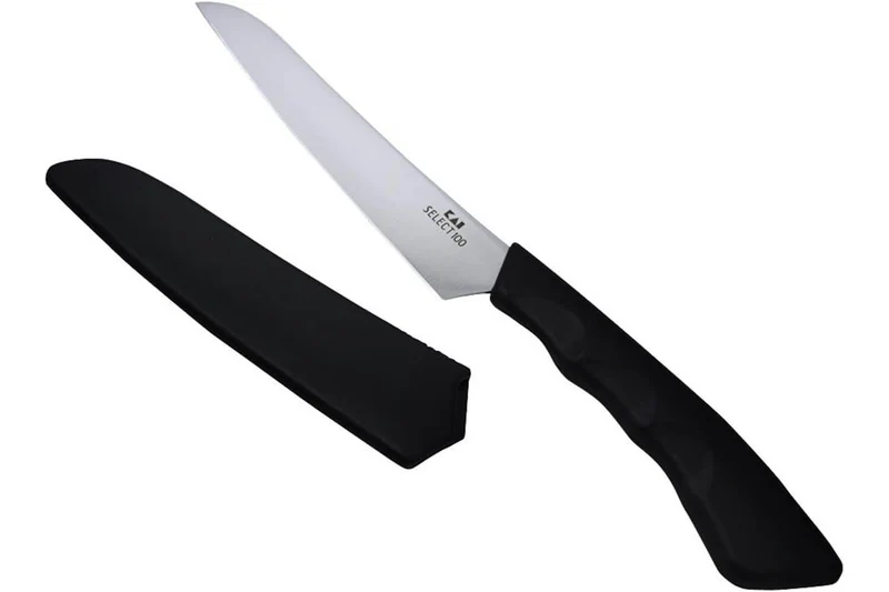 Couteau Kai Select pour fruits et légumes lame 12cm et manche noir + protège lame