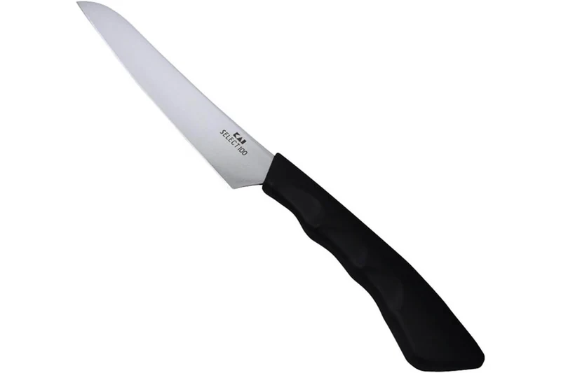 Couteau Kai Select pour fruits et légumes lame 12cm et manche noir + protège lame