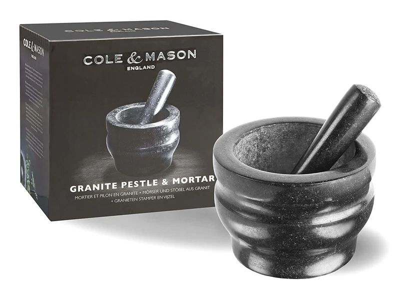 Mortier et pilon Cole & Mason en granit noir élégant - Diamètre 18cm