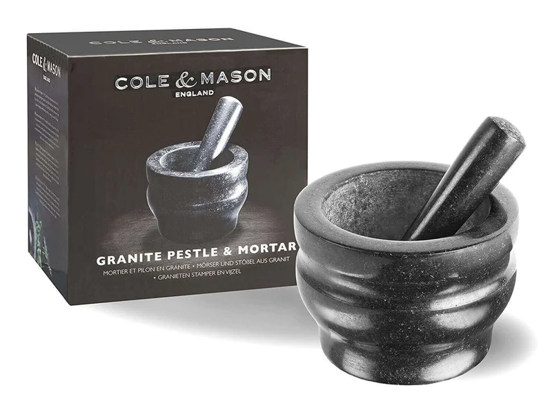 Mortier et pilon Cole & Mason en granit noir élégant - Diamètre 14cm