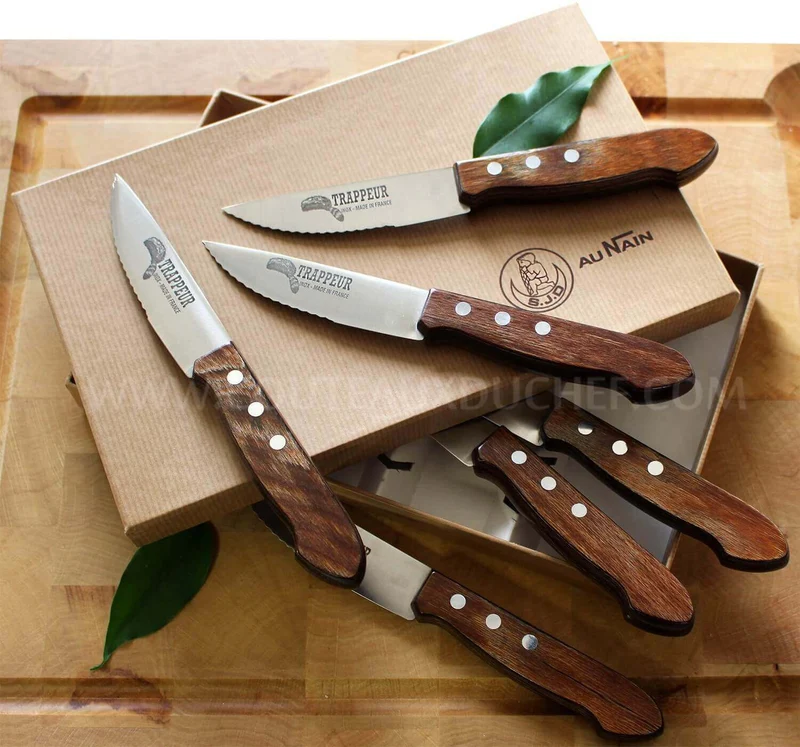 Coffret 6 couteaux à steak Trappeur Au Nain lames dentelées - Qualité française