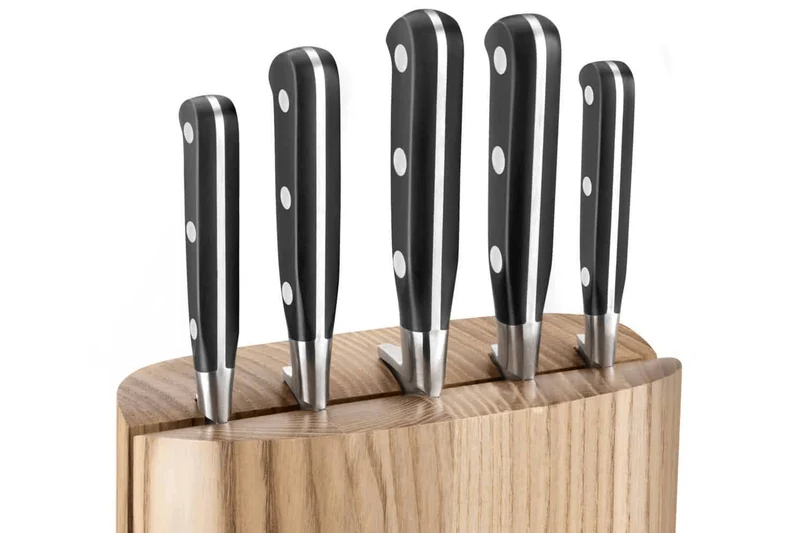 Bloc 5 couteaux SABATIER Idéal Inox 100% forgé frêne naturel
