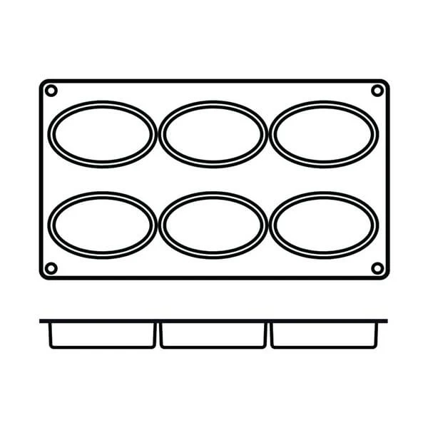 Moule en silicone professionnel Silikomart Silicon Flex 300x175mm 6 formes ovales