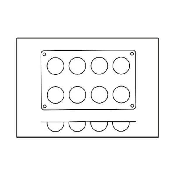 Moule professionnel en silicone Silikomart Silicon Flex 300x175mm 8 demi-sphères 5cm