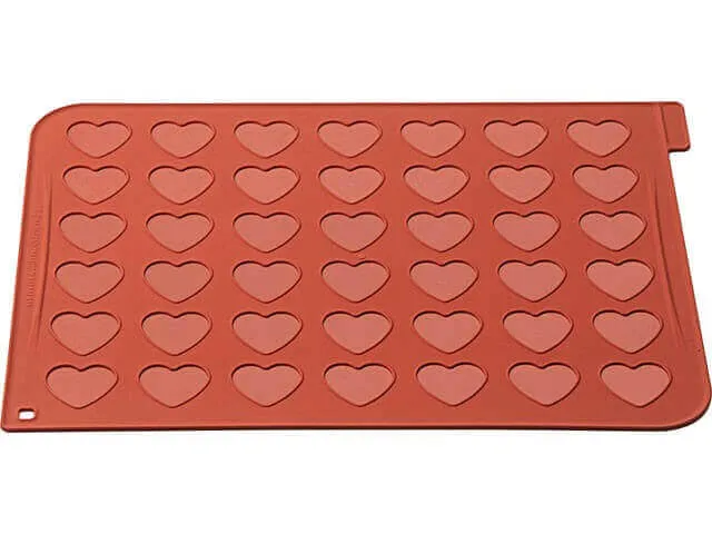 Plaque macarons en silicone 40x30cm 42 empreintes forme coeur