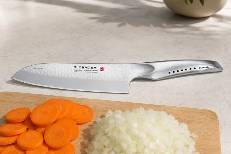 Couteau santoku japonais Global Sai 03 lame martelée 19cm