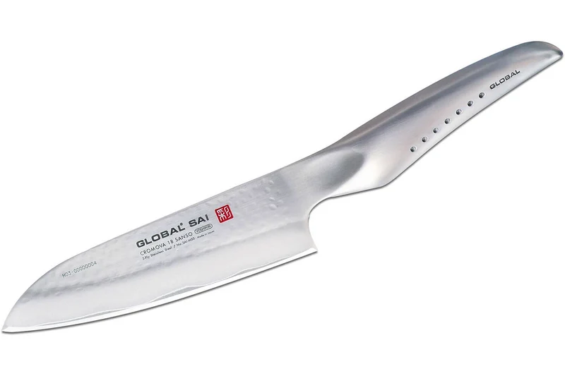 Couteau santoku japonais Global Sai M03 lame martelée 13,5cm