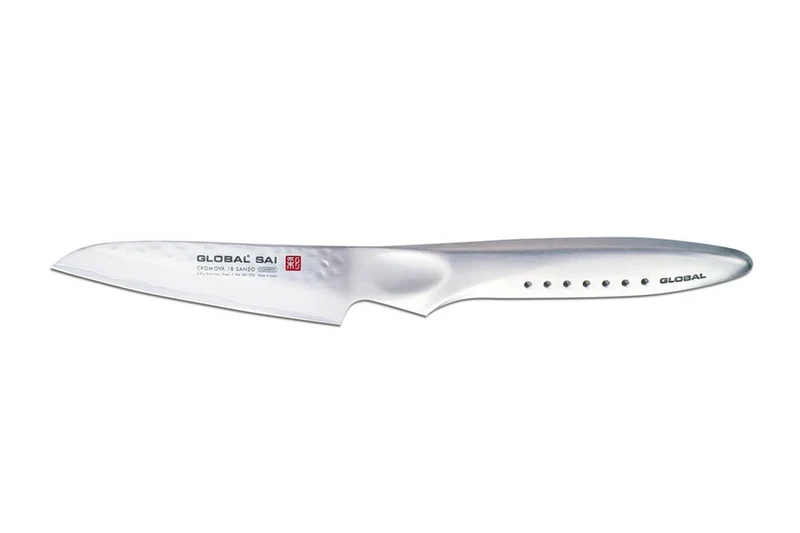 Couteau d'office japonais Global Sai S03R lame droite martelée 9cm