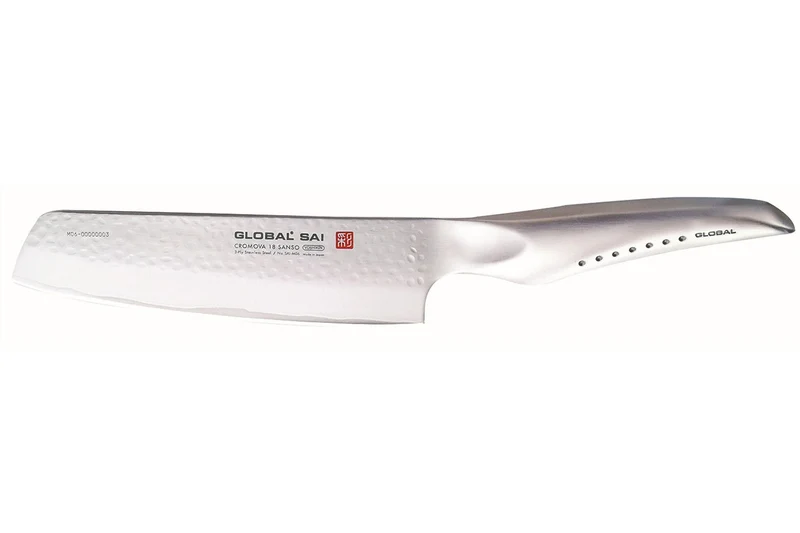 Couperet à légumes japonais Global Sai M06 lame martelée 15cm