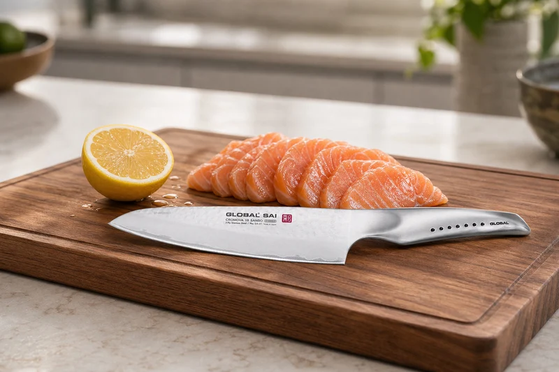 Couteau de chef japonais Global Sai 02 lame martelée 21cm