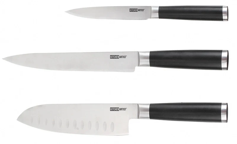 Coffret de 3 couteaux type japonais Kitchen Artist design authentique