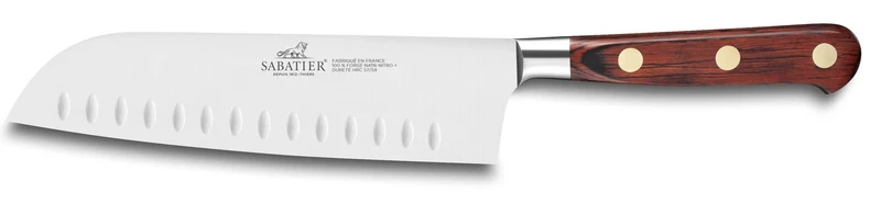 Couteau Santoku SABATIER Saveur alvéolé 100% forgé 18cm rivets laiton