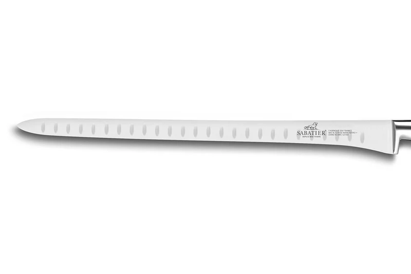 Couteau à saumon SABATIER Idéal Inox 100% forgé rivets laiton alvéolé 30cm