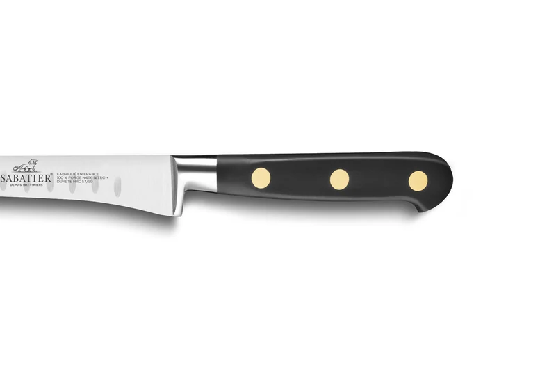 Couteau à saumon SABATIER Idéal Inox 100% forgé rivets laiton alvéolé 30cm
