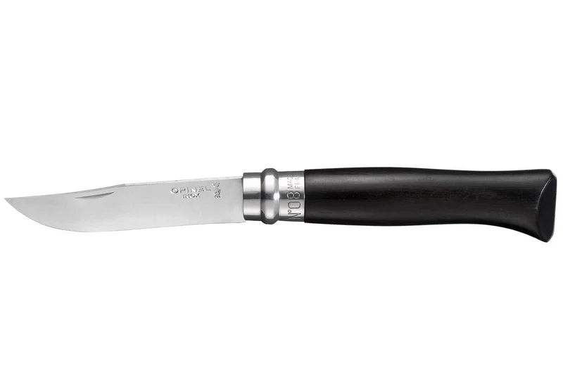 Couteau Opinel de luxe N°08 manche en Ebène et lame acier inox 8.5cm