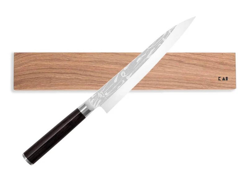Barre aimantée chêne KAI haut de gamme pour couteaux de cuisine