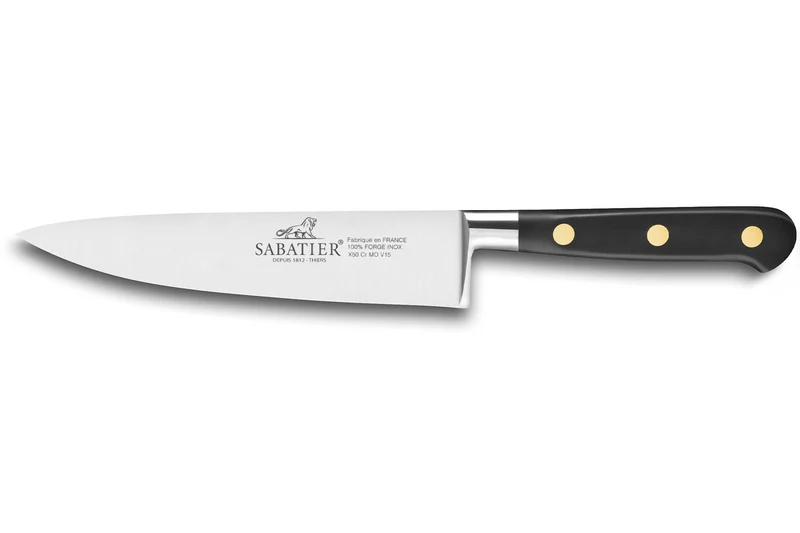 Couteau de chef SABATIER Idéal Inox 100% forgé rivets laiton lame 15cm