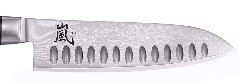 Couteau santoku japonais Yaxell RAN alvéolé 16.5cm damas 69 couches