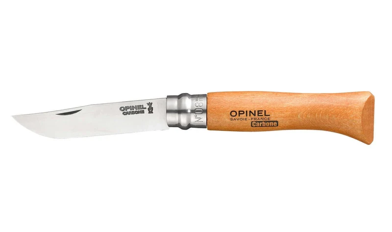 Couteau Opinel Tradition Carbone n°08 lame 8.5cm manche hêtre virole tournante