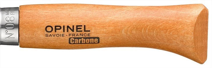 Couteau Opinel Tradition Carbone n°08 lame 8.5cm manche hêtre virole tournante