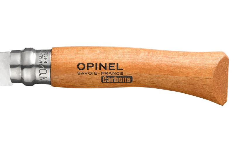 Couteau Opinel Tradition Carbone n°07 lame 8cm manche hêtre avec virole tournante