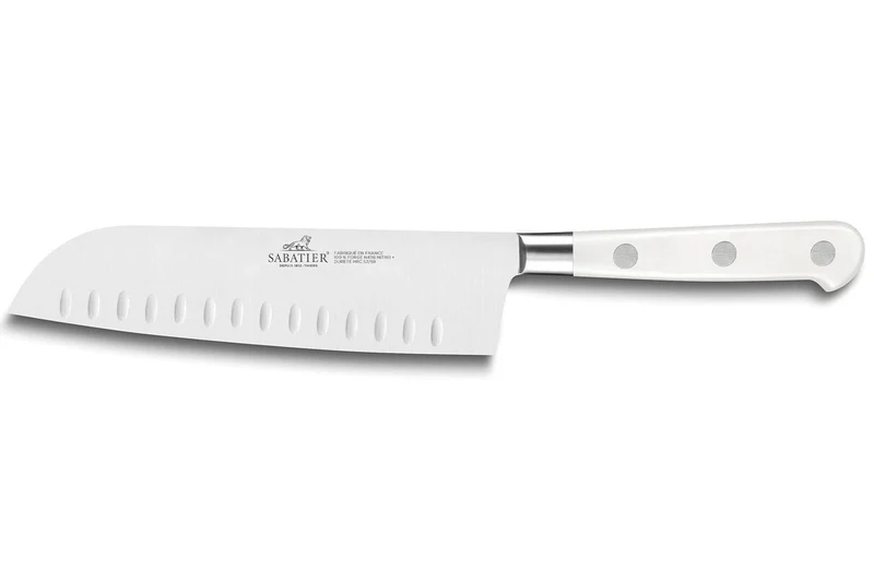 Coffret 2 couteaux Sabatier Toque blanche 100% forgé office + santoku