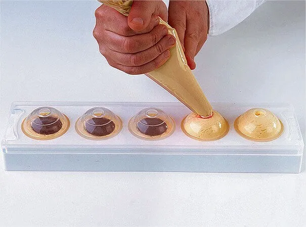 Moule pâtissier silicone blanc Silikomart 5 sphères 3D diamètre 58mm