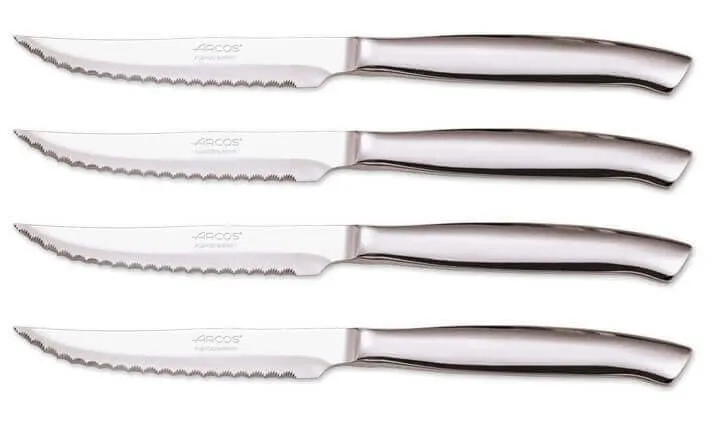 Coffret 4 couteaux à steak monobloc Arcos acier inox microdentées 11cm