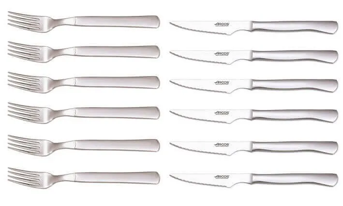 Coffret 6 couteaux + 6 fourchettes Arcos monobloc lames microdentées