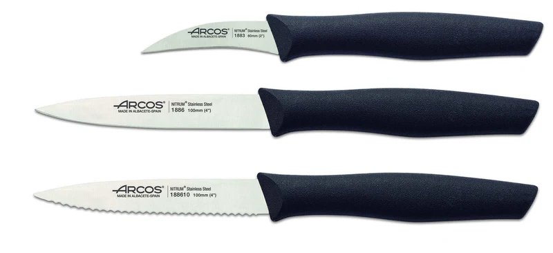 Set 3 couteaux à légumes Arcos Nova lames acier NITRUM manche noir