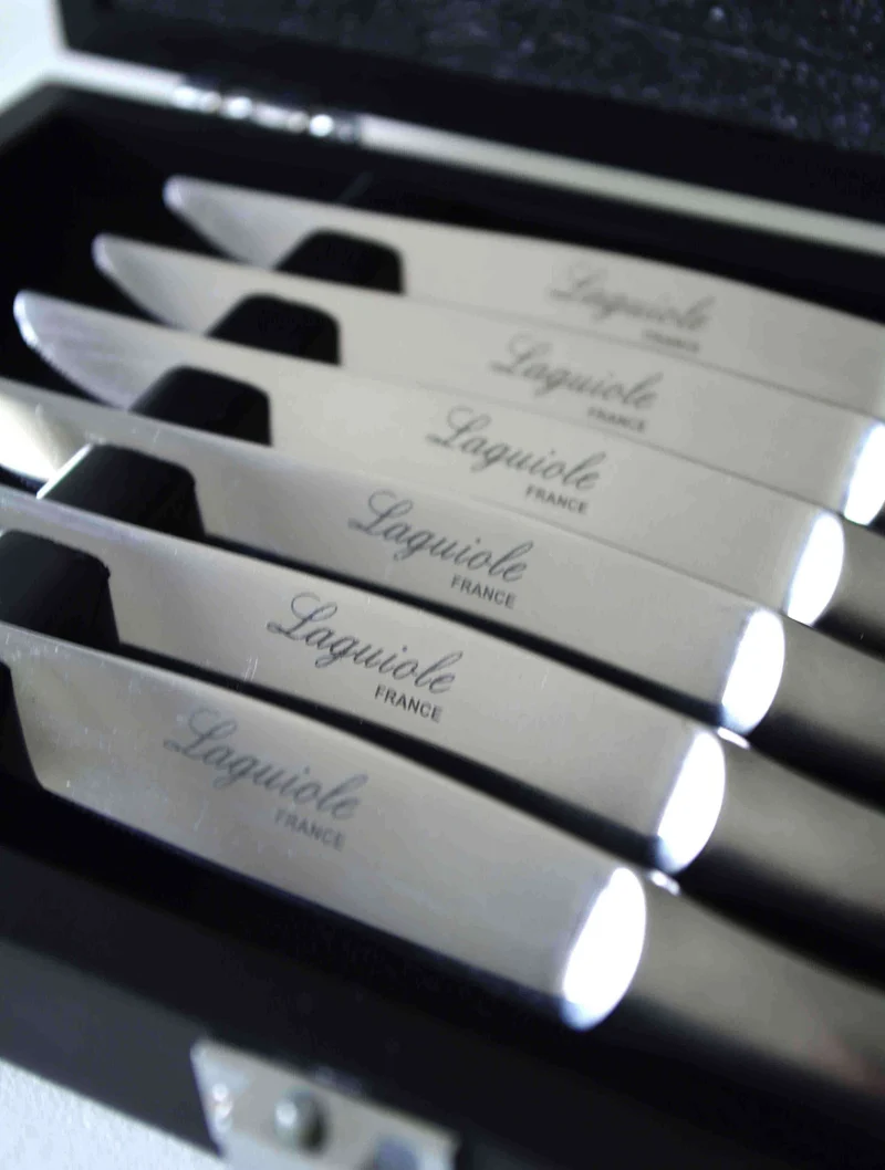 Coffret Laguiole Pradel 6 couteaux forgés 11cm élégants et micro-dentés