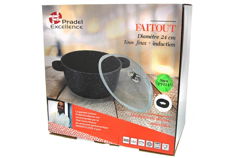 Faitout en fonte Pradel Excellence Premium 24cm façon pierre tous feux/ induction