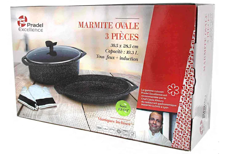 Marmite 3 pièces Pradel Excellence Premium 39 x 28 cm façon pierre tous feux / induction