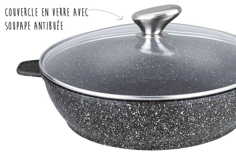 Sauteuse en fonte Pradel Excellence Premium 28cm façon pierre tous feux/ induction