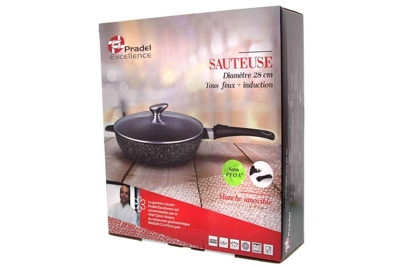 Sauteuse en fonte Pradel Excellence Premium 28cm façon pierre tous feux/ induction