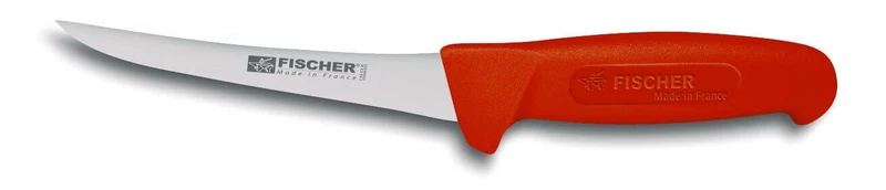 Couteau à désosser professionnel Fischer HACCP lame courbée 15cm manche rouge