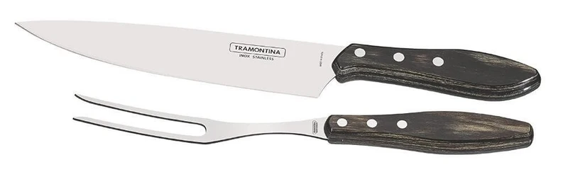 Set à barbecue 2 pièces fourchette à viande et couteau de chef Tramontina marron