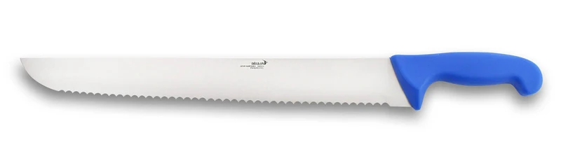 Couteau à poisson DEGLON lame 42cm grandes dents manche PP bleu