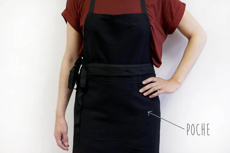 Tablier valet professionnel 100% coton noir 100 x 100cm