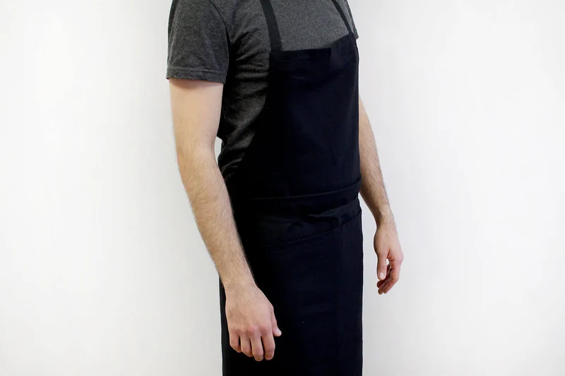 Tablier valet professionnel 100% coton noir 100 x 100cm