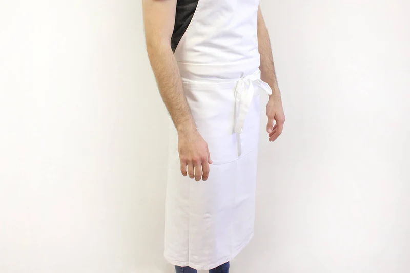 Tablier valet professionnel 100% coton blanc 100 x 100cm