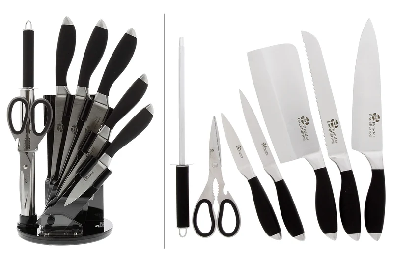 Bloc de 5 couteaux + 1 fusil + 1 ciseaux Pradel Excellence noir acier inox