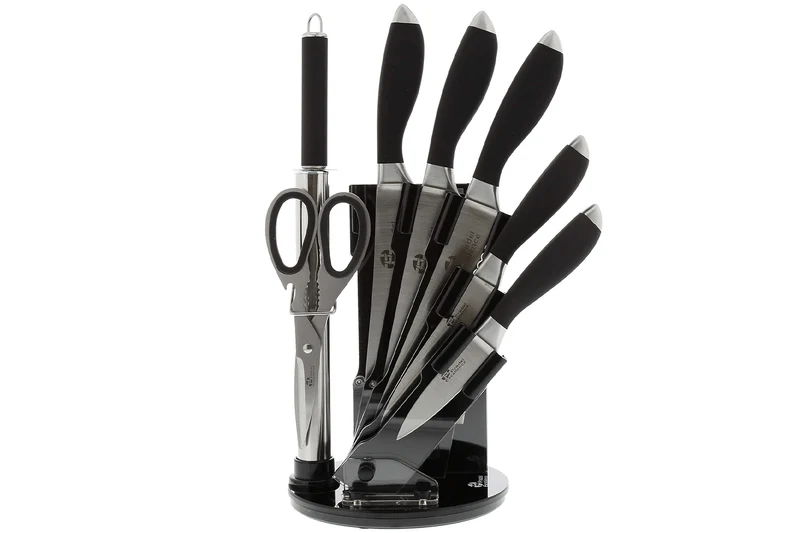 Bloc de 5 couteaux + 1 fusil + 1 ciseaux Pradel Excellence noir acier inox