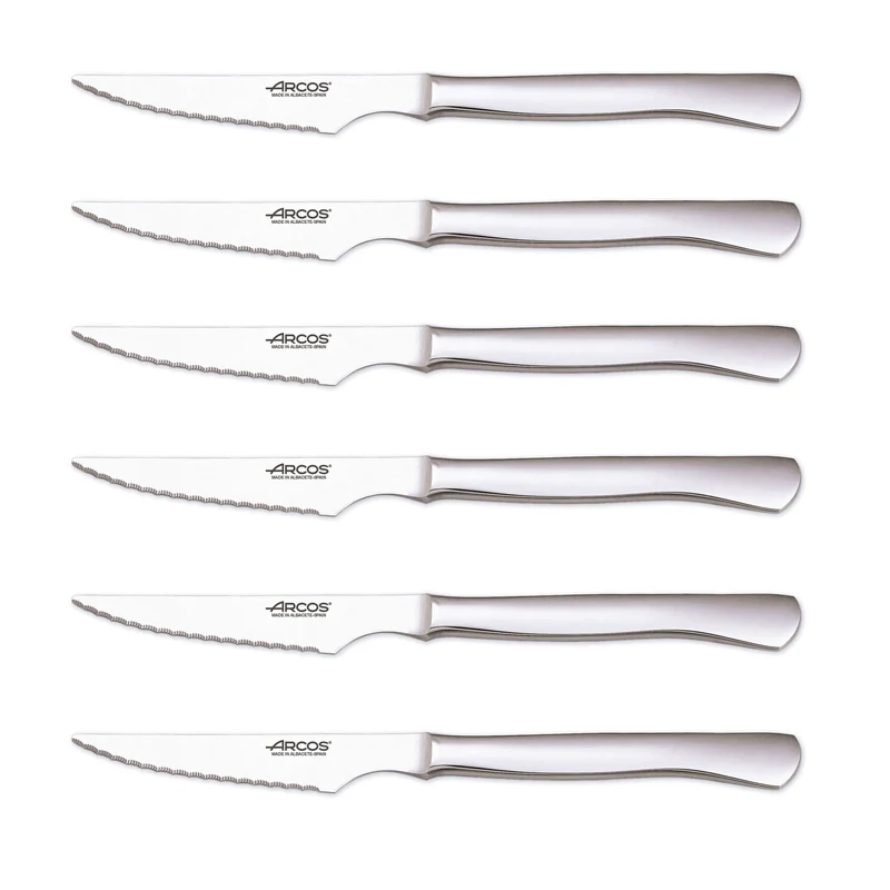 Coffret de 6 couteaux à steak monobloc Arcos lames acier inox microdentées