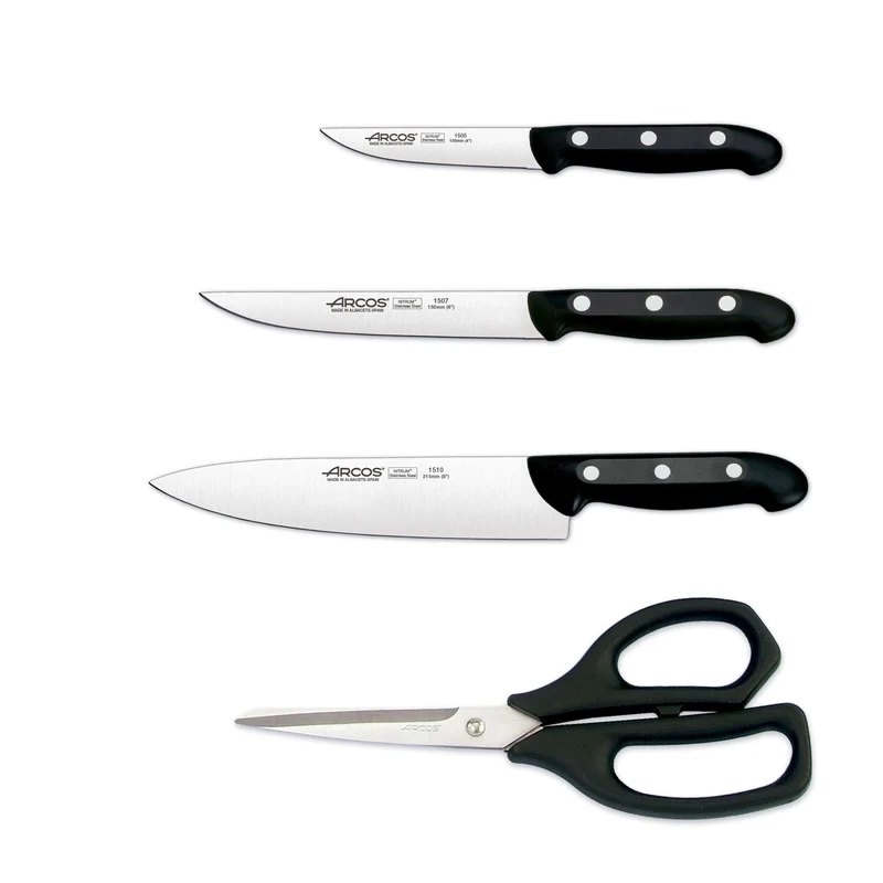 Coffret 3 couteaux + 1 ciseaux Arcos MAITRE lame acier inox NITRUM