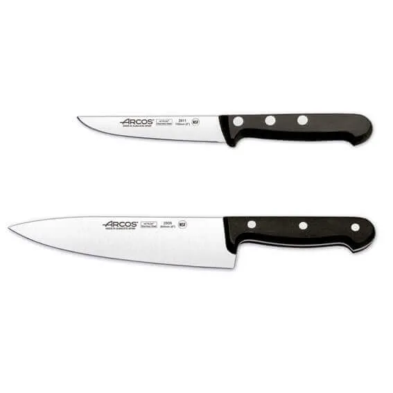 Coffret 2 couteaux Arcos UNIVERSAL office + chef lames acier inox NITRUM