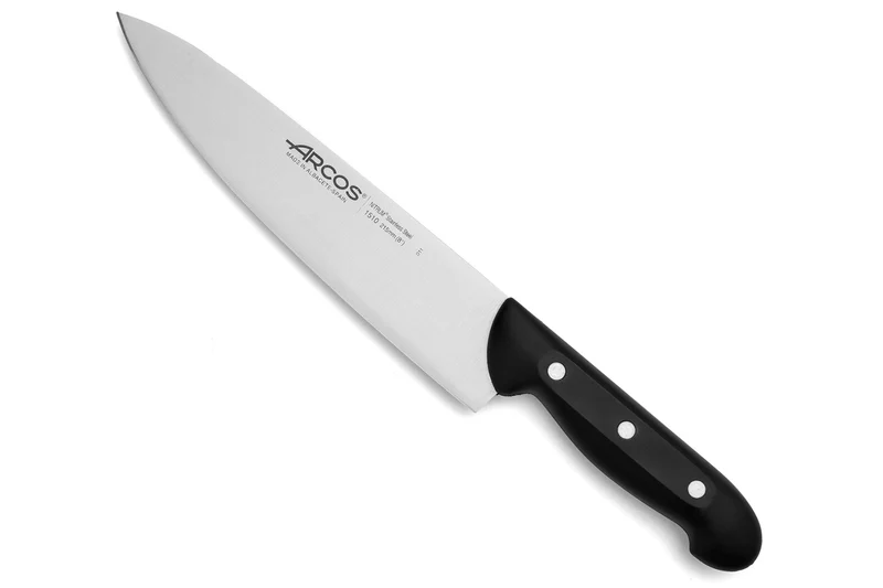 Bloc en pin 4 couteaux + 1 fusil Arcos MAITRE lames acier inox NITRUM